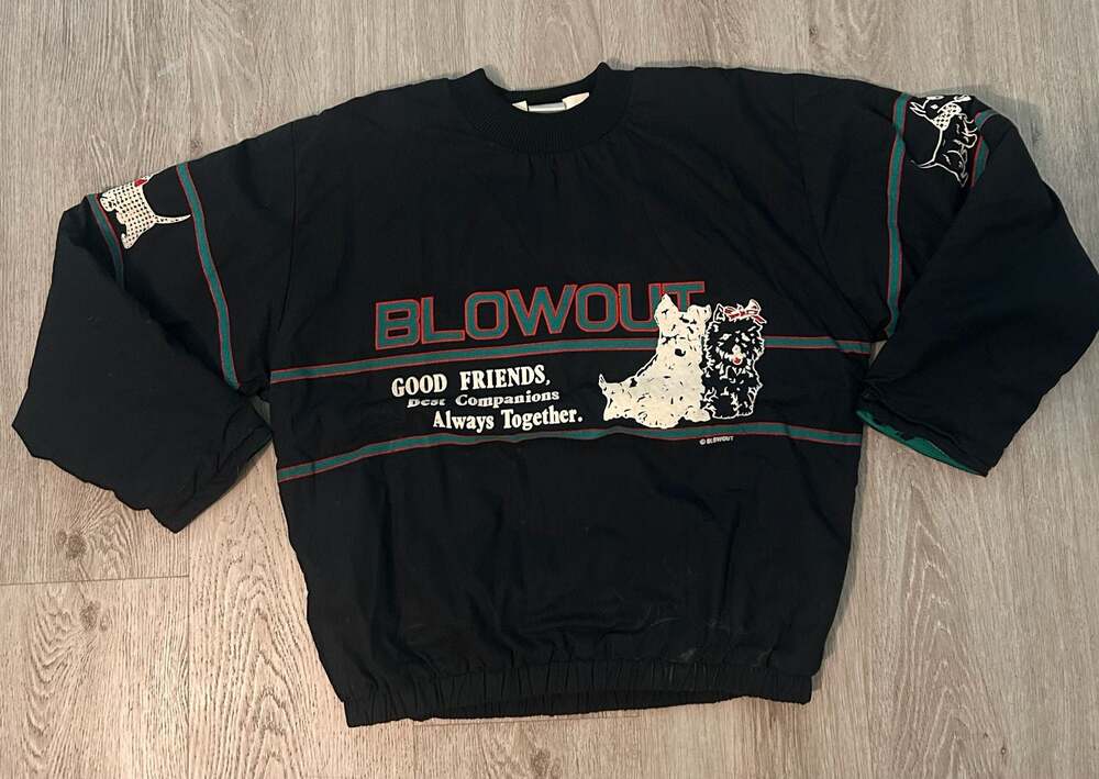 Vintage 80s Blowout L.A. Scottish Terriers Dog Print Insulated Sweatshirt